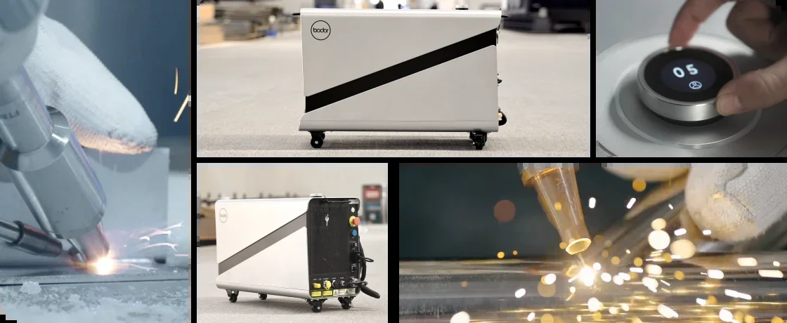 Solda a laser portátil BODOR AIR em operação, com cordão limpo