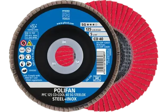 Discos lamelares POLIFAN grão de óxido cerâmico CO-COOL SG STEELOX ★★★☆