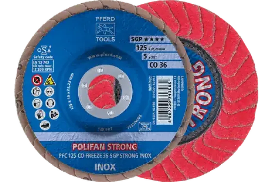 Discos lamelares POLIFAN grão de óxido cerâmico CO-FREEZE SGP STRONG INOX ★★★★