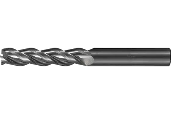 Fresa de topo de carboneto de tungstênio sólido Performance Aluminium com três lâminas HC3N, design de canto chanfrado, >4xD – sistema métrico