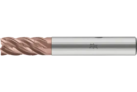 Fresa de topo de carboneto de tungstênio sólido Performance Stainless com cinco lâminas HCD5M, design de canto radial com quebra-cavacos, 2xD – sistema métrico