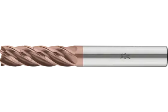 Fresa de topo de carboneto de tungstênio sólido Performance Stainless com cinco lâminas HCD5M, design de canto radial com quebra-cavacos, 3xD – sistema métrico