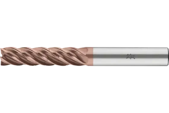 Fresa de topo de carboneto de tungstênio sólido Performance Stainless com cinco lâminas HCD5M, design de canto radial com quebra-cavacos, 4xD – sistema métrico